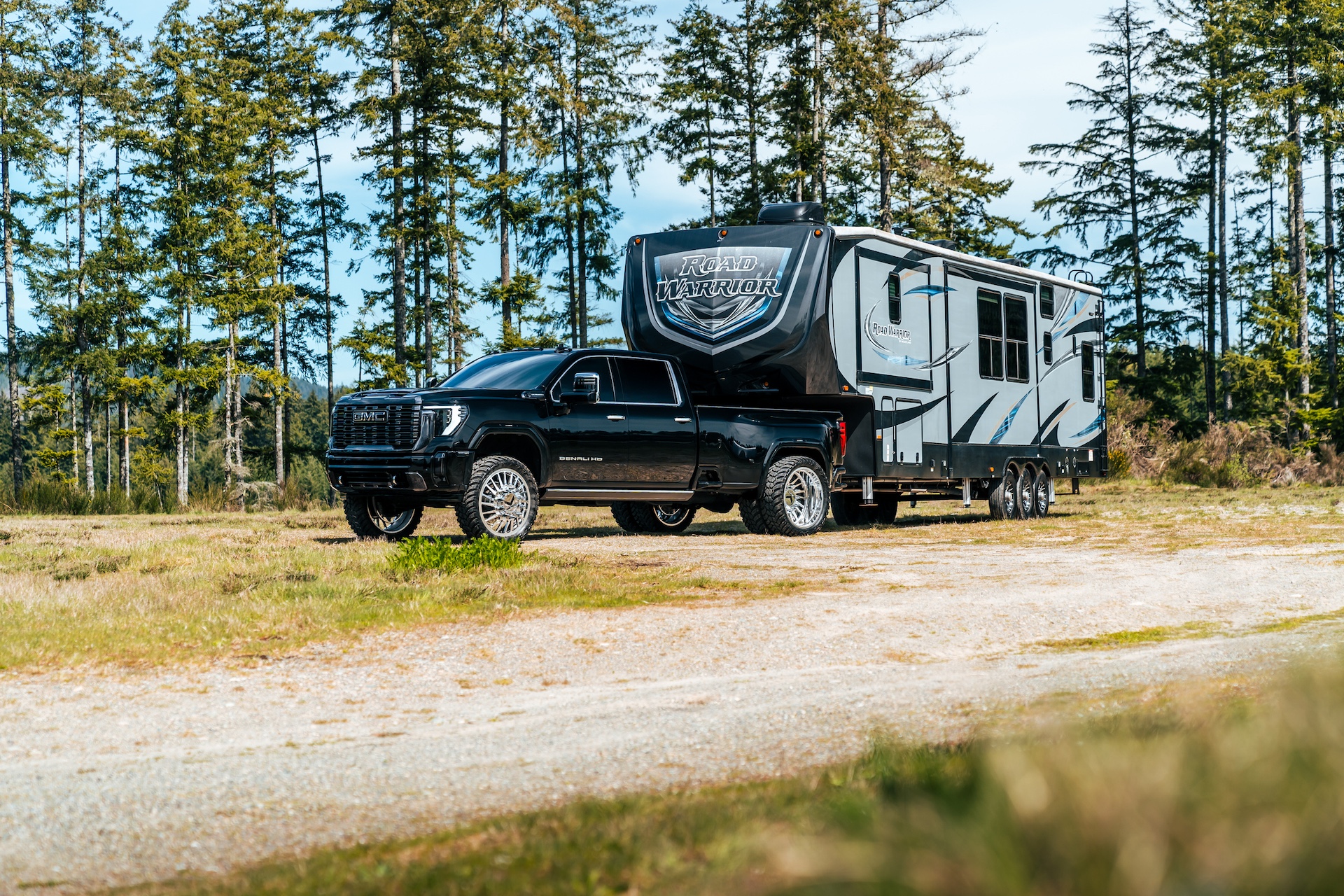 GMC Sierra HD Denali showing the truck with a trailer